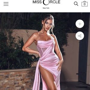 Miss Circle Holly pink Crystal Corset High Slit Satin Gown. Only worn once!
